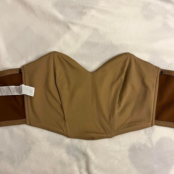 Forever 21 brown faux suede corset bustier strapless crop top size medium - Picture 5 of 6